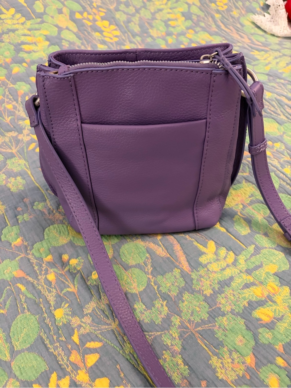 American Leather Co. Purple Leather Crossbody Bag - Picture 3 of 8